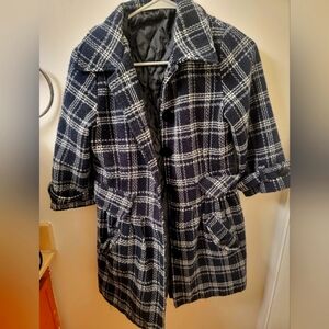 Plaid Black and White Women's Coat Meduim Preloved
